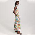 2025 summer amazon fashion new sleeveless collarless high waist plant printing women's large swing suspender dress