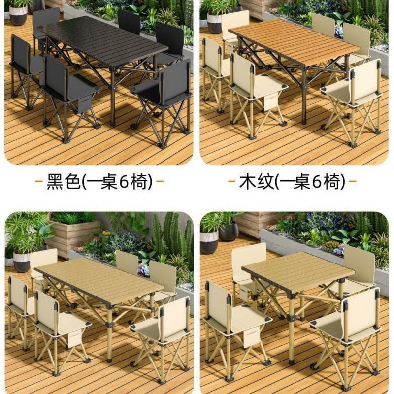 Outdoor folding folding table full set of portable chair storage bag camping folding chair table and chair set 1