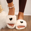 Thick sole fur slippers women's fall and winter indoor and outdoor 2024new arrivalclassy rhinestone stuffed slippers cotton slippers women's shoes