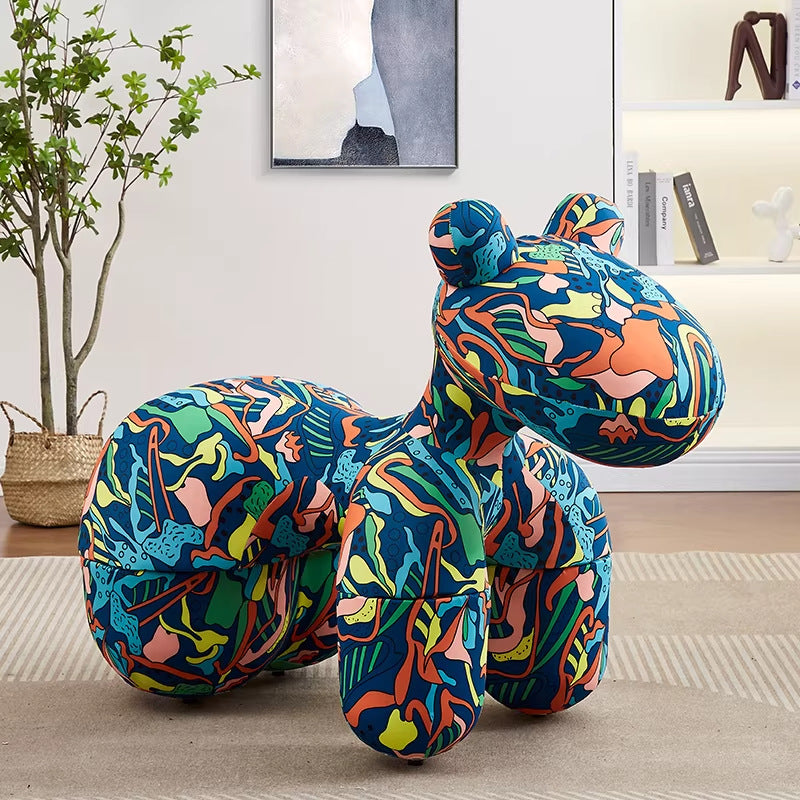 Creative pony chair - adorable kids' animal ride-on sofa stool - cartoon chair plush toy - home decor accent