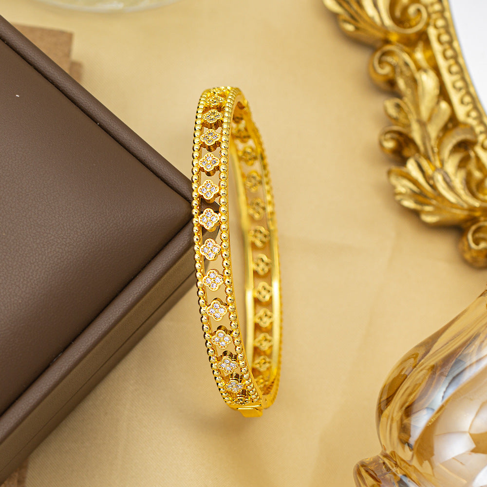 Bracelet female titanium steel fashion non-fading copper inlaid zirconium bracelet niche high-end fashion elegant jewelry wholesale hand jewelry