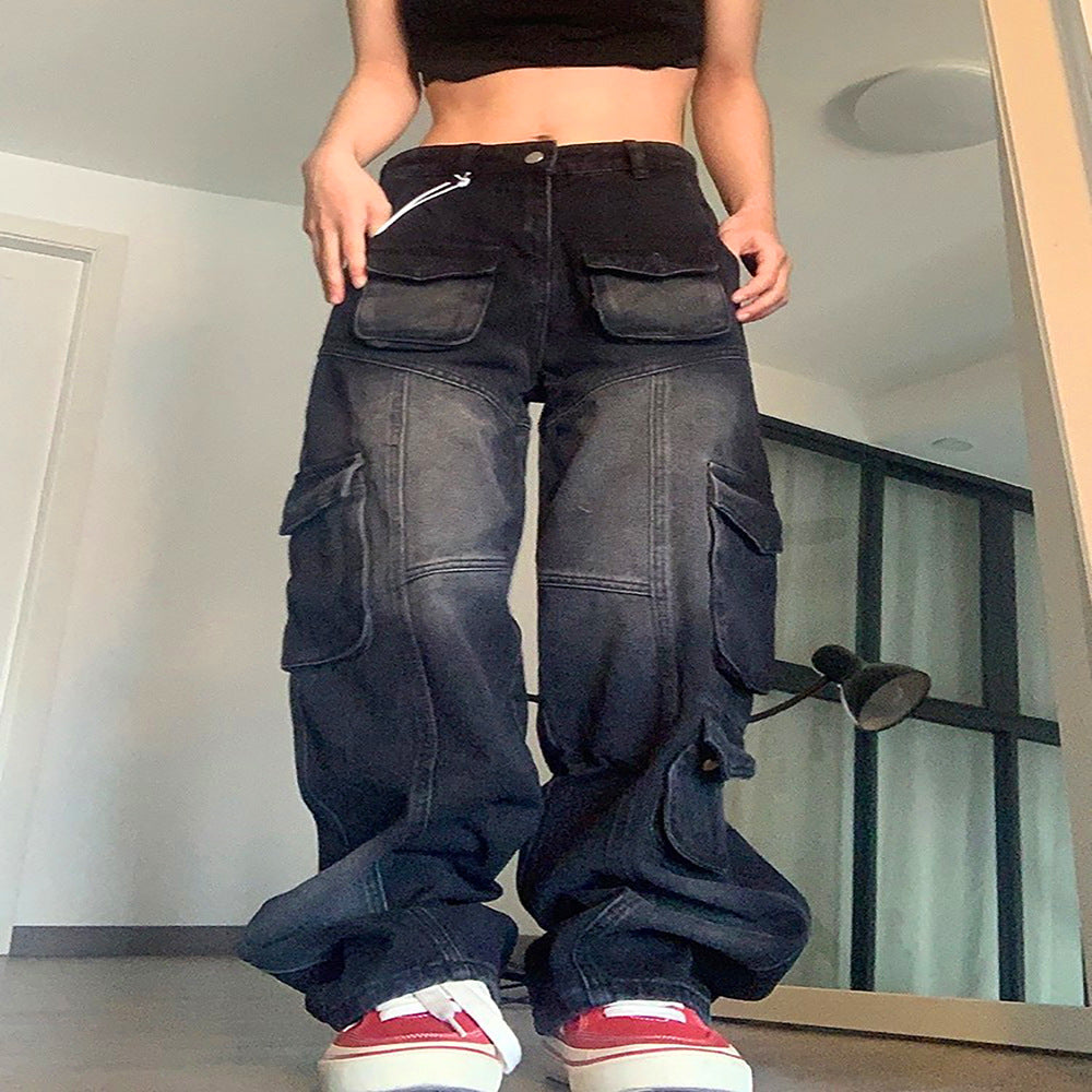 European and american cross-border women's clothing:  african-inspired jeans - trendy, streetwear-style, versatile, multi-pocket denim pants