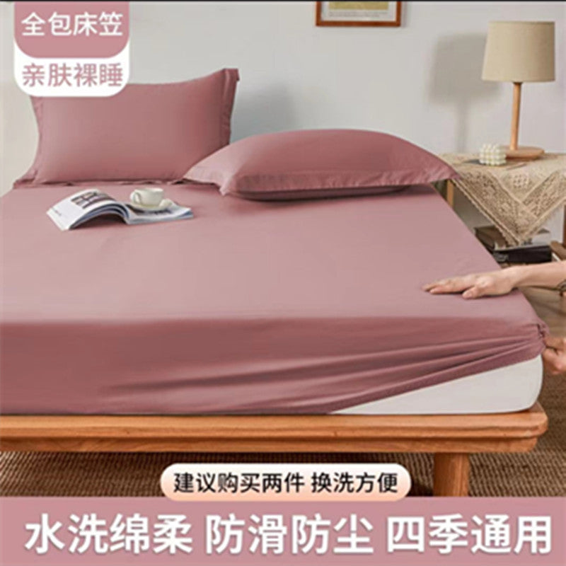 Bed sheets single piece fitted sheet all-inclusive bed cover mattress protector washed cotton summer maternal and infant washed cotton fitted sheet three-piece set