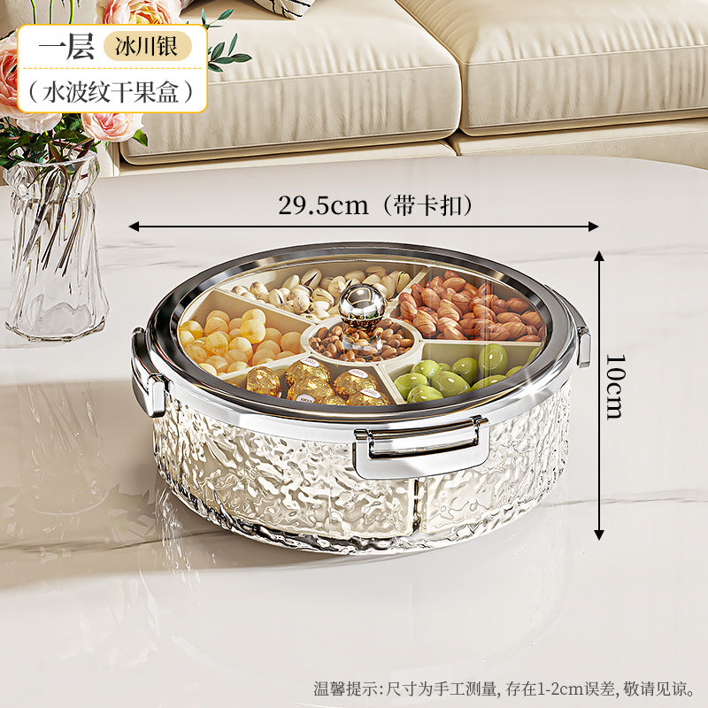 Light luxury grid dried fruit plate, nut plate storage box, snacks, living room coffee table placement, advanced wedding multi-layer large capacity
