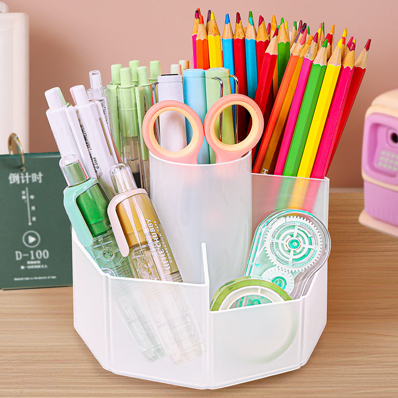 Rotatable pen holder Student desktop stationery box Children's storage box Lipstick makeup brush Stepped classification storage cylinder