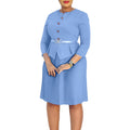 D595 in-stock european and american women's clothing cross-border  new style three-quarter sleeve fashionable elegant pleated export dress