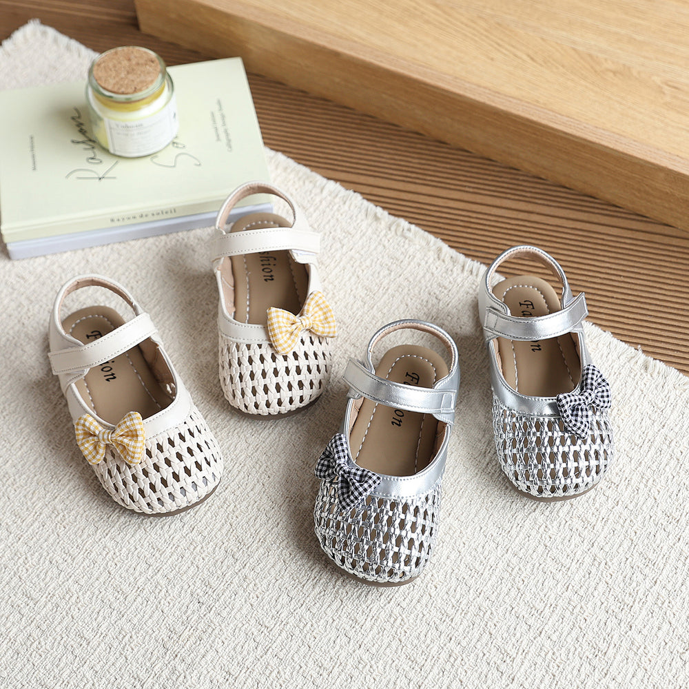 new girls' hollow-out sandals - kids' breathable velcro butterfly summer princess sandals