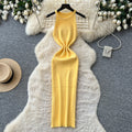 K-style sleeveless knittingelegantdress women's summer high waist silm show figure a-line skirt work clothingeasiest for match vest skirt