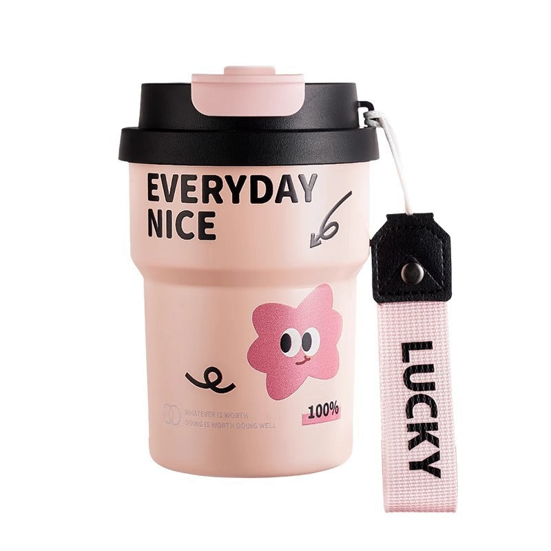 High-style coffee thermos, premium quality double-walled coffee mug for women, 316l stainless steel straw cup, factory direct wholesale