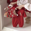 Spring autum jumpsuit baby clothes baby full moon first birthday banquet red festive national style khaki new year anxi crawling suit