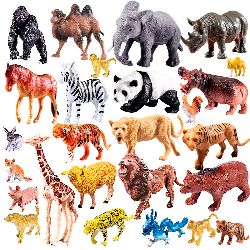 Animal model kids' simulation toys wildlife zoo baby farm set early education cognitive toys for boys and girls - great for flea markets!