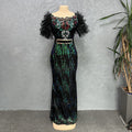 supply elastic sequin short-sleeved mermaid dress long skirt evening dress fashion african fashion women's clothing special price