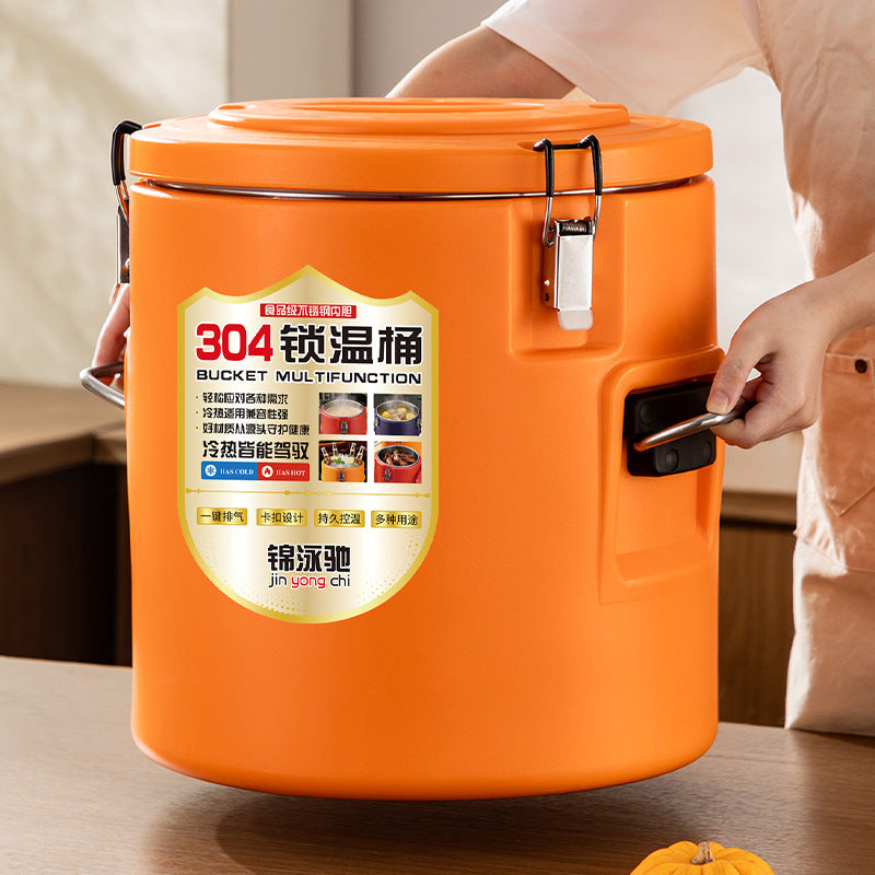 304 stainless steel insulated bucket - ideal for street vendors, outdoor camping, and commercial use (cafeterias, food trucks). keeps food hot or cold