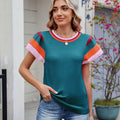 European and american cross-border e-commerce women's summer new arrivals:   pullover crew neck knitted top short sleeve sweater