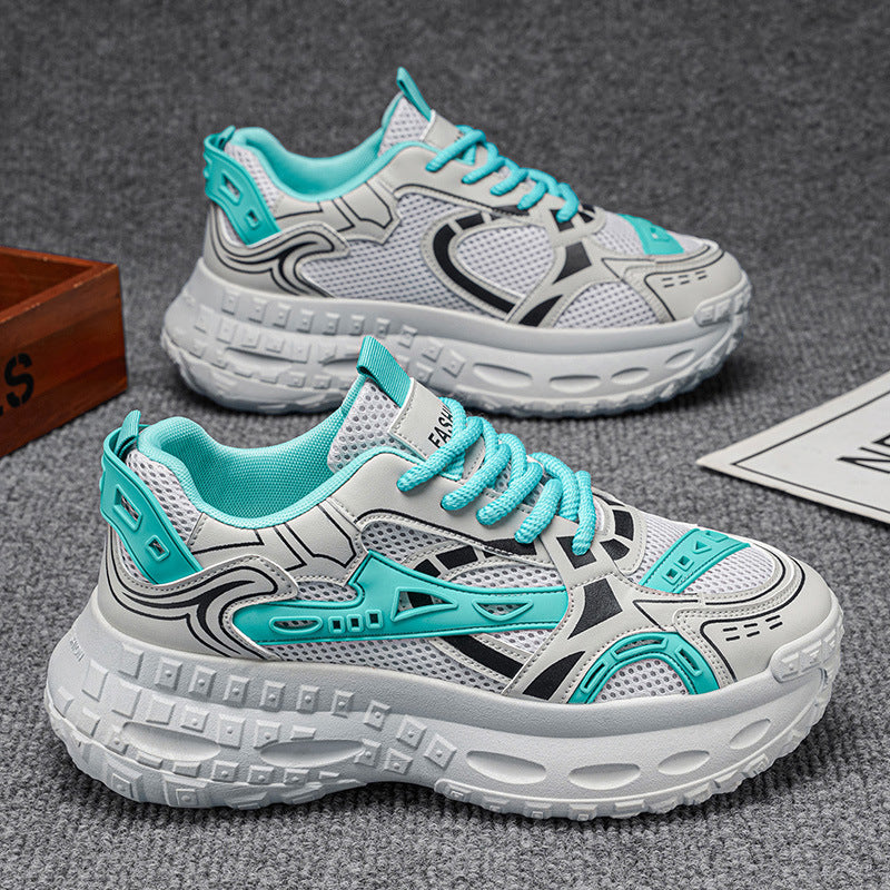 Men's shoes 2026 new summer breathable mesh casual anti-slip height increasing hong kong style trendy brand student sports dad shoes