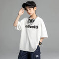 White cotton boys' short-sleeve t-shirt, summer  new arrival, loose fit, casual cartoon print, kids' half-sleeve 015