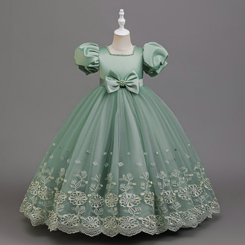 Export manufacturer processing personalized children's dresses princess dresses european and american style embroidered ready-made flower girl wedding dresses wholesale cross-border