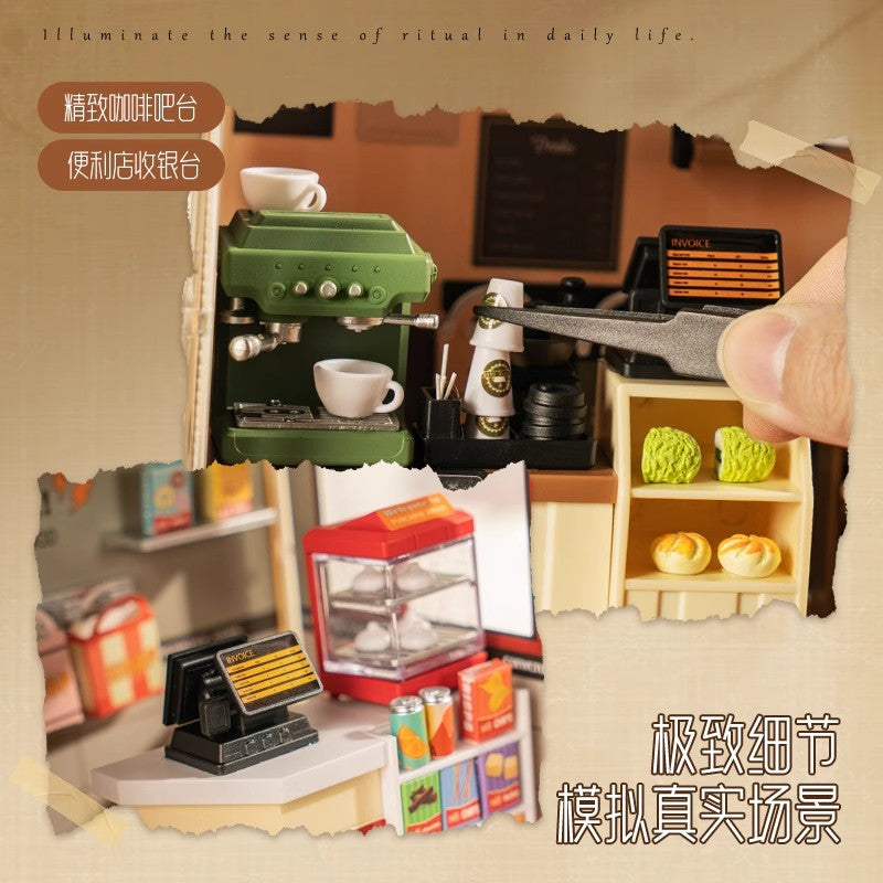 Diy bedroom milk tea shop kitchen building blocks - 3d handmade architectural model combination house toy for girls