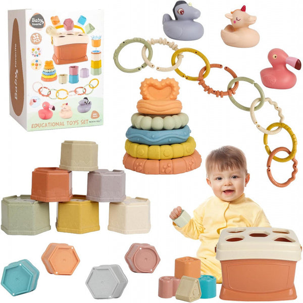 Cross-border export  water toys baby vinyl stacking music educational early education cognitive children's bath toys