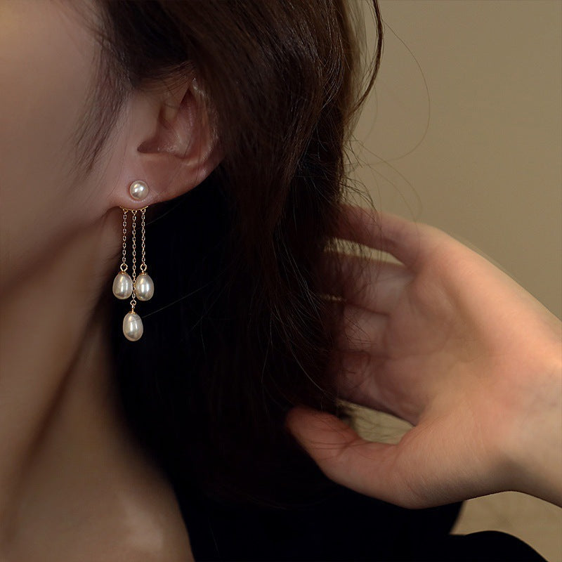 Pearl ear wire empty support, multi-bead pearl ear wire earrings empty support, equipped with 7-12mm round beads, high-end feel