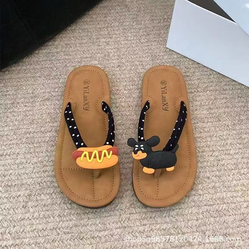 Flip-flops for women summernew arrival beach popularins hot dog outwear vacation flip-flops cute plaidflats slippers