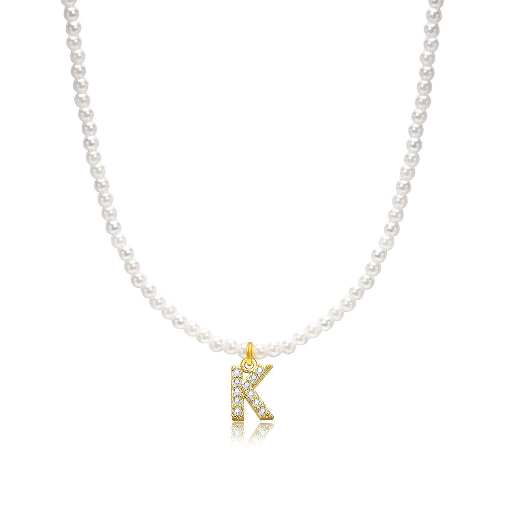 new arrival imitation pearl necklace niche style design 26 english letter pendant necklace classy sense collarbone chain necklace