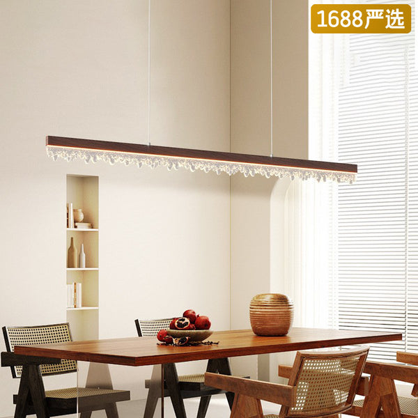 [Strict selection] Minimalist chandelier walnut color one-word strip lamp medieval log wind eye protection Japanese bar counter