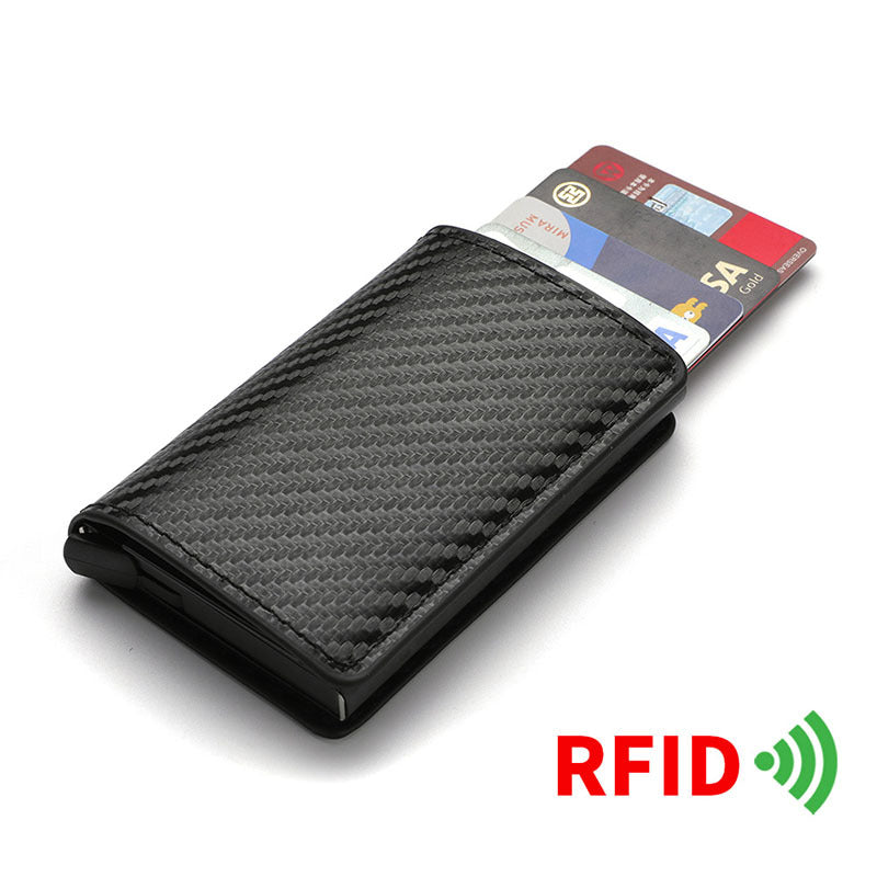 Men's anti-theft brush RFID small card bag, carbon brazing change bag, multi-card elastic card aluminum box, anti-magnetic large-capacity card sleeve