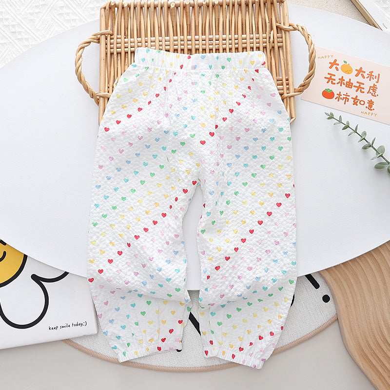 Girls' summer pants: korean style fashionable printed joggers for toddlers and young children - perfect for everyday wear