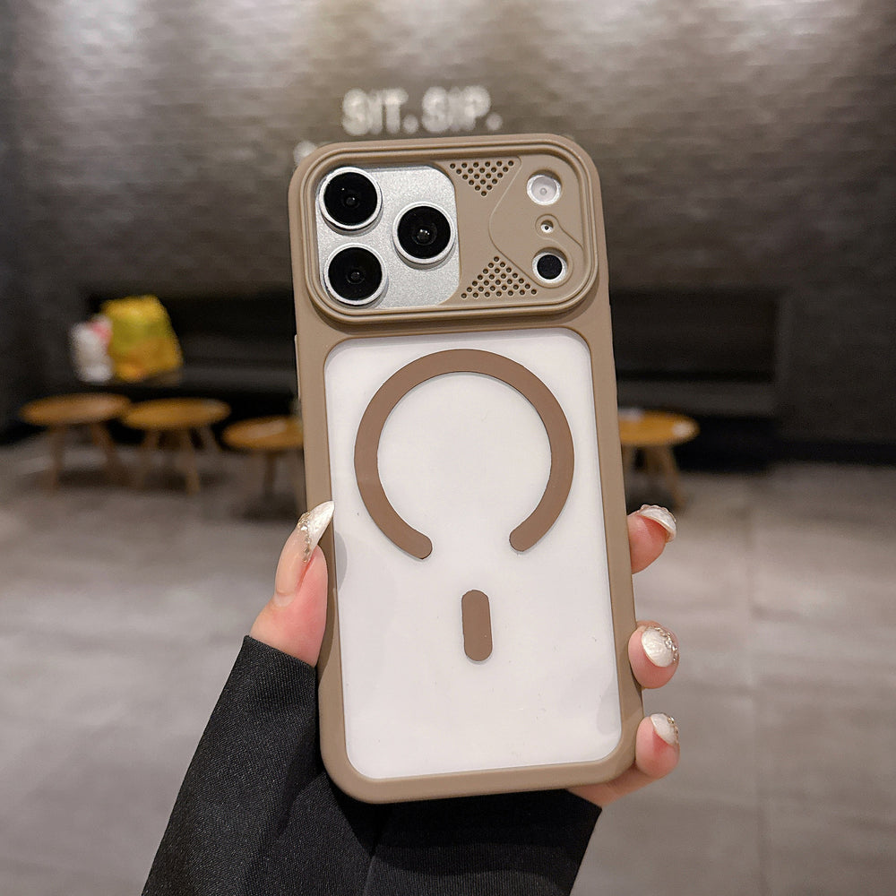 Highly permeable magnetic suction instantly turns into 17 large windows for heat dissipation, suitable for iphone 17pro anti-fall mobile phone case, apple 16 creative case