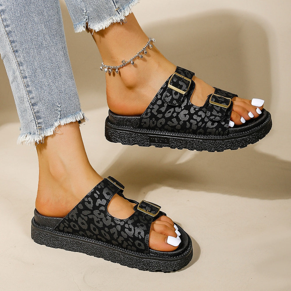 Exportthick sole slippersfashionnew arrival double-breasted slip-on sandals birkenstock summerplus size slippers beach women's shoes