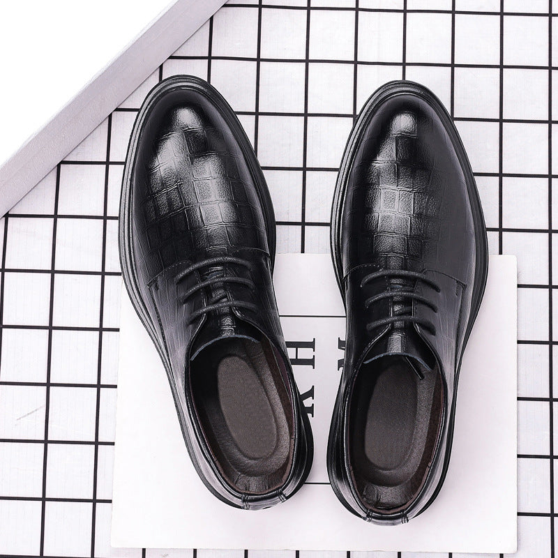 Men's leather dress shoes - business, casual, trendy, spring, british style, groom, korean style, cross-border, soft sole, breathable wedding shoes