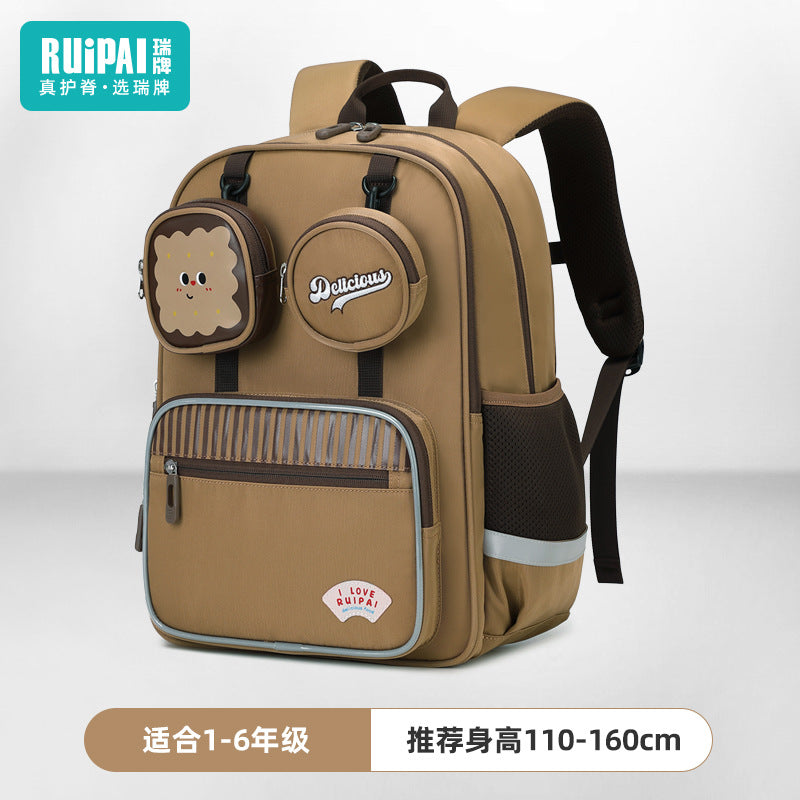 Rui brand children's schoolbag primary school students first and second grade boys and girls spine care to reduce the burden of children's lightweight waterproof backpack