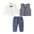 Boys' spring/autumn  new british style vest, children's clothing, gentleman's preppy three-piece set for boys