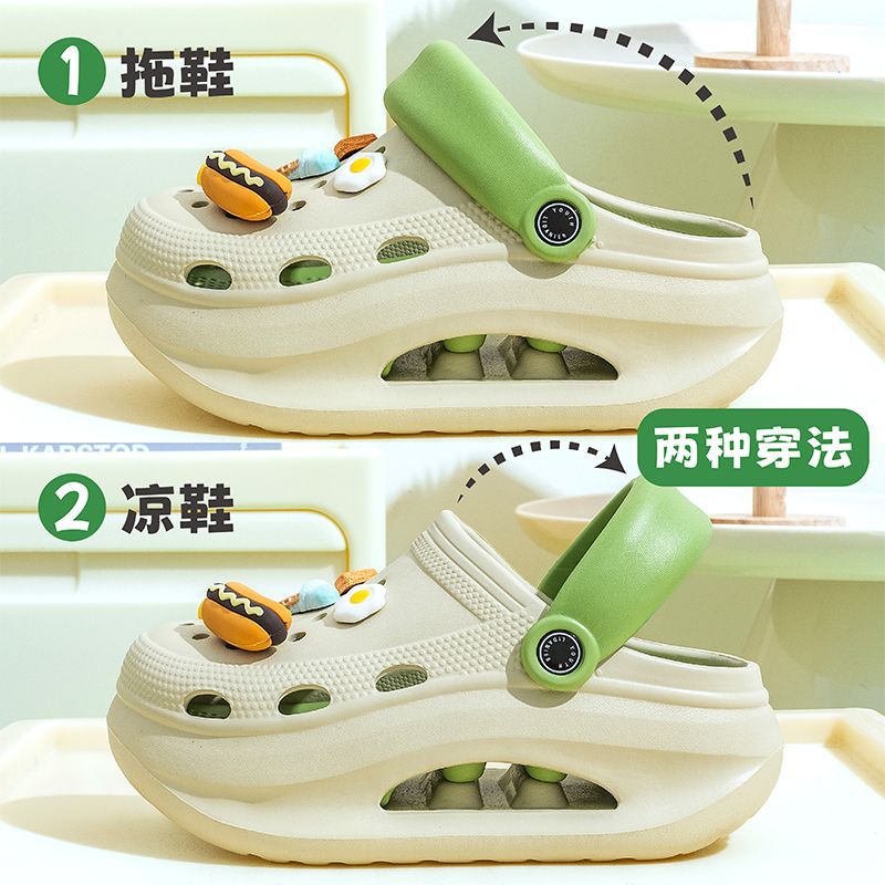 2025 new women's wedge platform clogs - summer outdoor wear, thick sole, two-wear style, chunky heel, non-slip beach sandals & slippers