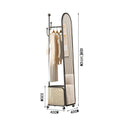 Cream style full-length mirror, rotate full-length mirror, fitting mirror, movable floor-standing clothes rack, floor mirror, all-in-one coat rack