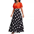 new european and american fashion women's dress - elegant polka dot print, flattering ruffle sleeves, flowy maxi dress