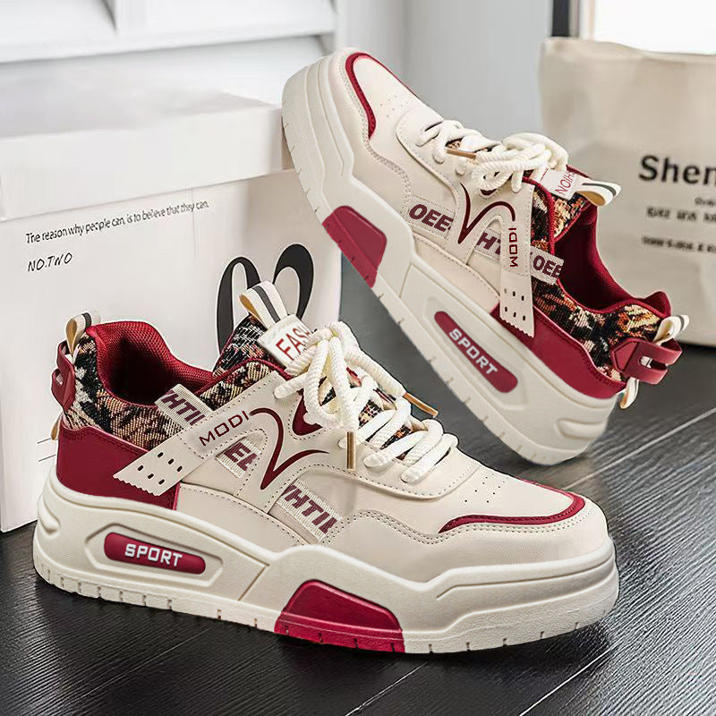 Men's shoes 2026 new spring trendy bestseller versatile leather casual sneakers student height increasing athletic fashion shoes for men
