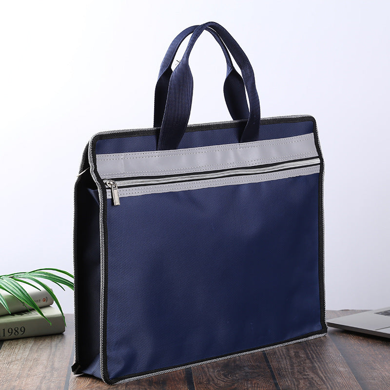 Oxford cloth document bag zipper file folder envelope business briefcase with printed logo - large capacity for meetings