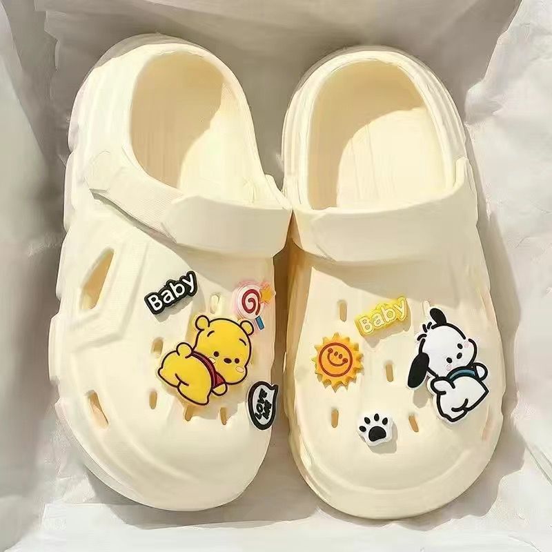 Thick sole crocs women's summer outwear height increasing 2024new arrival popularcute beach non-slip baotou sandals and slippers