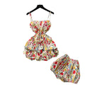 Vacation style floral suspender silm two-piece set for women summerwork clothing style waist-tight bud skirt petitessuit