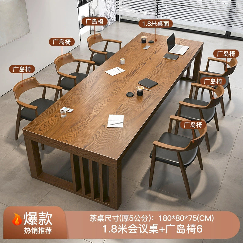 Solid wood large conference table bench table casual office desk large long desk log workbench large board table study table