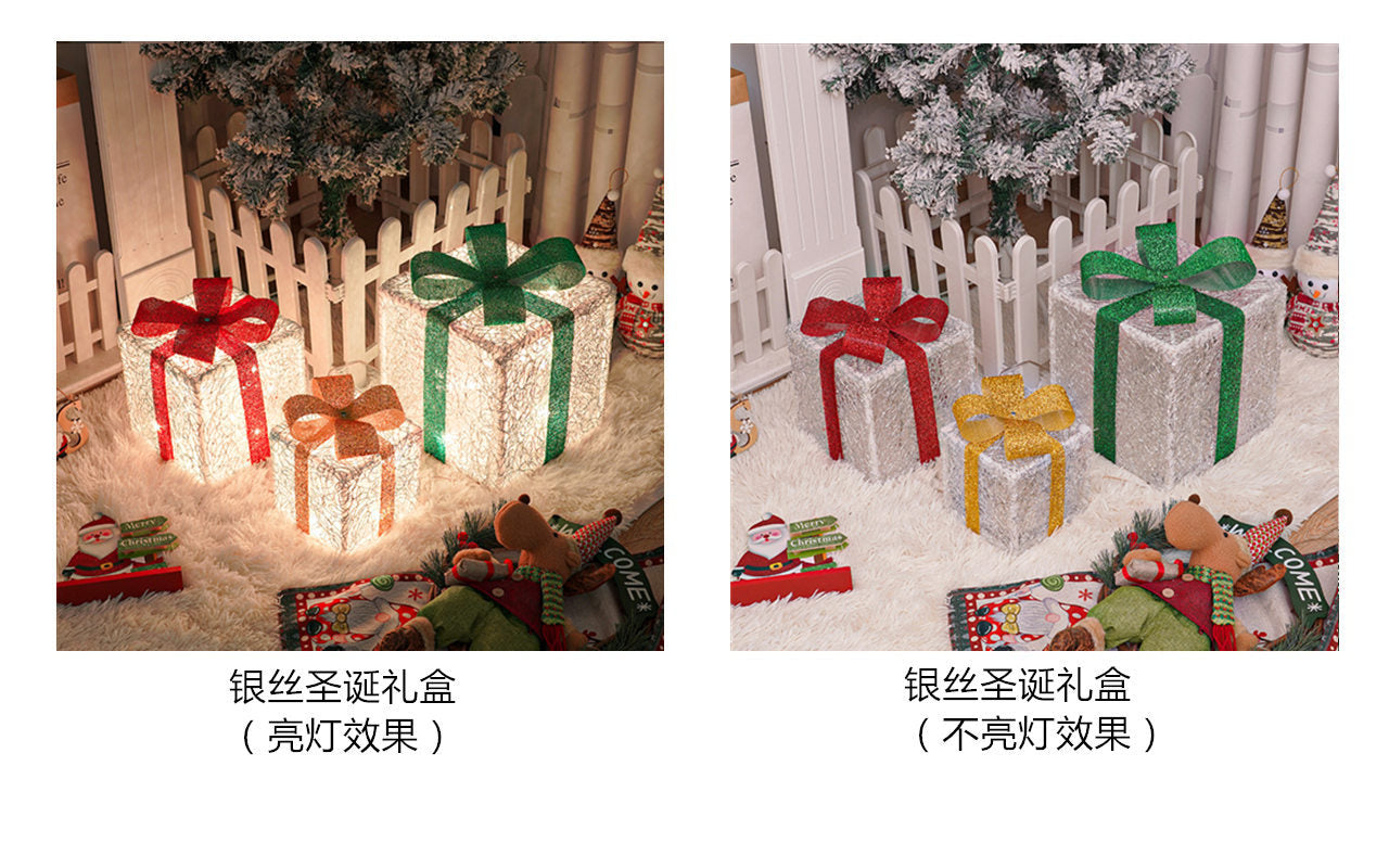 Christmas atmosphere must-have new folding Christmas gift box three-piece set, couple romantic atmosphere props gift decoration