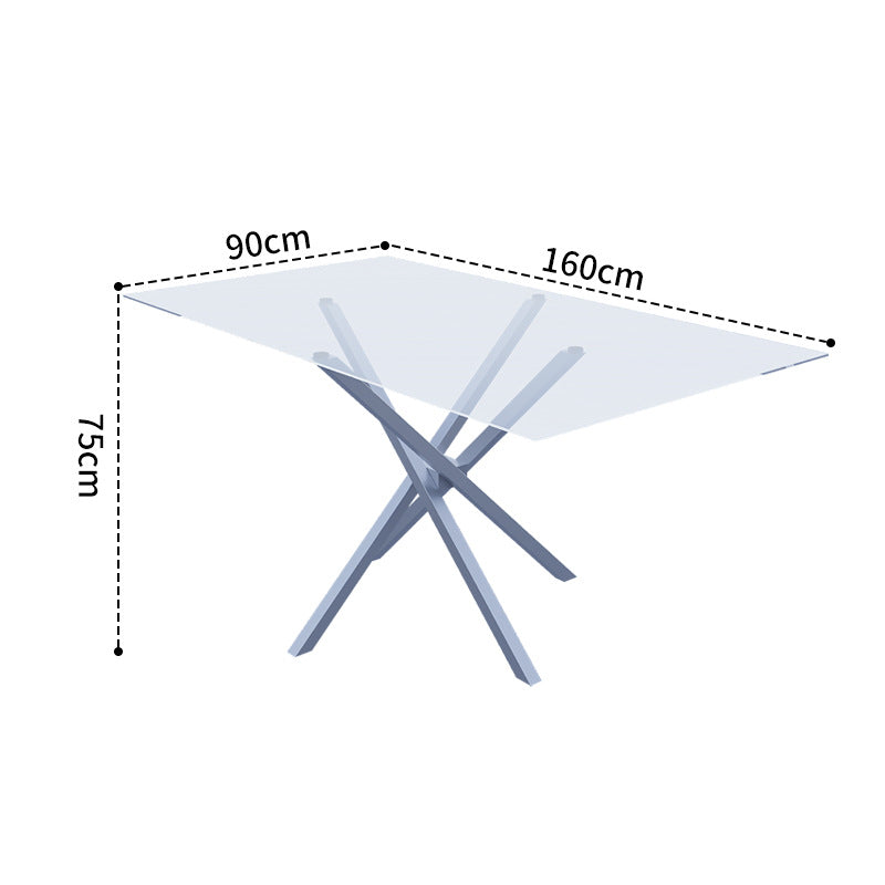 Factory direct wholesale custom modern minimalist tempered glass office desk conference table carbon steel design transparent home dining table
