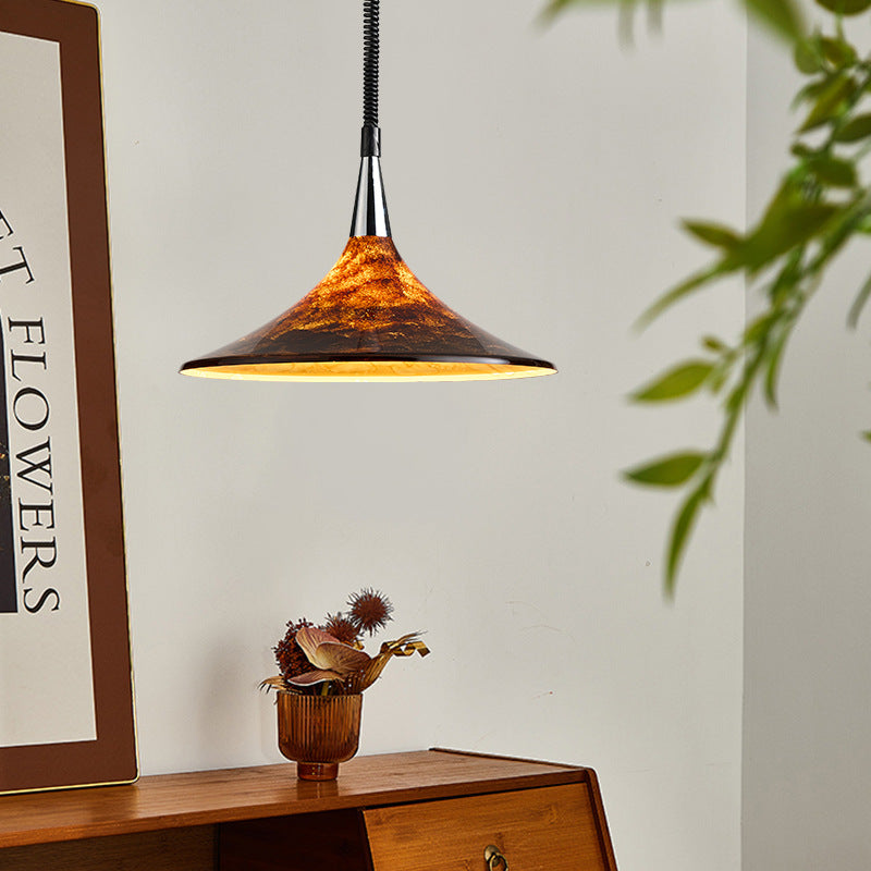 Medieval Flaming Mountain Restaurant Chandelier Retro Painted Retractable Study Restaurant Bar Main Light Creative Homestay Lighting