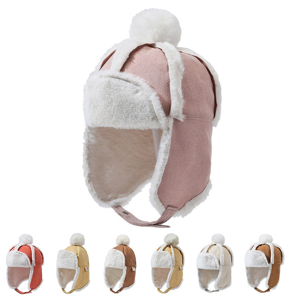 0 to 3 years old children's Lei Feng hat autumn and winter thickened cold-proof and warm ear protection hat boys and girls infant baby hat