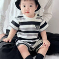 Baby boy short-sleeve romper - summer outfit, super cute & stylish, newborn infant summer striped outfit for outdoor wear