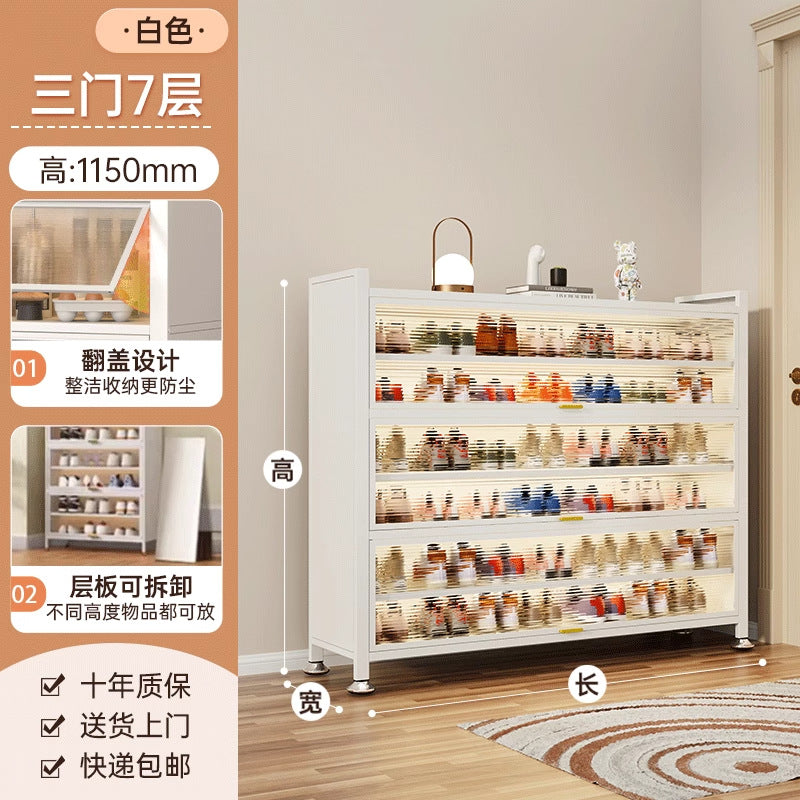 Household steel shoe cabinet, entrance door, large-capacity storage shoe cabinet, floor-standing multi-layer dust-proof shoe rack, rental house