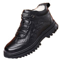 【genuine leather】winter fleece-lined wool leather cotton shoes men's high-top outdoor casual snow boots dad shoes