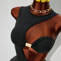 Amazon cross-border  fashion new solid color cutout one-shoulder bodycon dress - sexy & spicy
